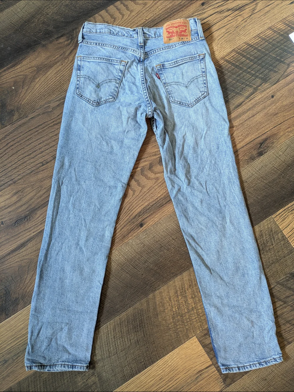 Levi's 511 Slim Fit Jeans Mens 28x30 Light Wash Blue Denim Standard Rise Stretch
